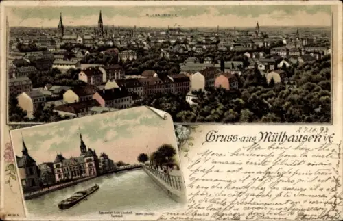 Litho Mulhouse Mülhausen Elsass Haut Rhin, Panorama
