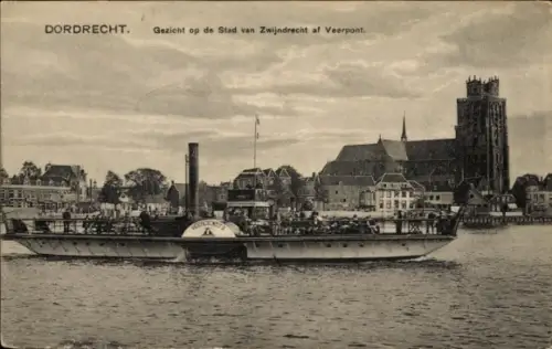 Ak Dordrecht Zuid-Holland Nederland, Gezicht op de Stad van Zwijndrecht af Veerpont
