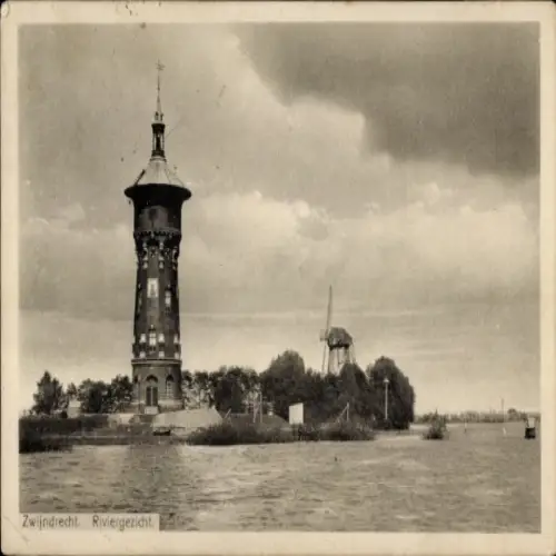 Ak Zwijndrecht Südholland Niederlande, Wasserturm, Windmühle