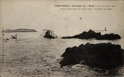 Ak Saint Malo Ille et Vilaine Bretagne, Naufrage du Hilda, 19. Novembre 1905