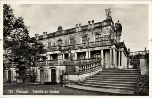 Ak Queluz Portugal, Palácio de   Architektur, Gartenanlagen