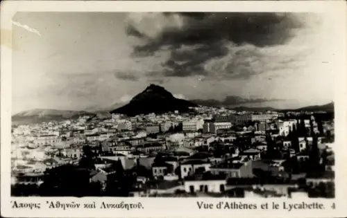 Ak Athen Griechenland, Panoramablick auf  der Lycabettus-Hügel, Stadtansicht