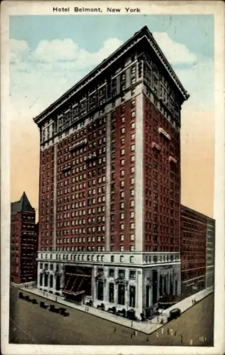Ak New York City USA, Hotel Belmont, hohe Gebäude, belebte Straße, beschreibt U-Bahn-Station, New