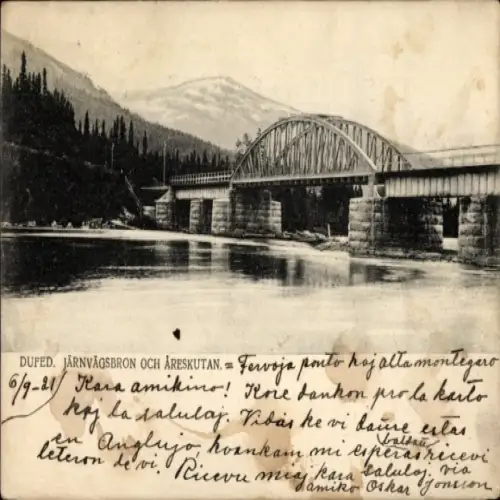 Ak Åre Are Schweden, Järnvagsbron, Åreskutan, Brücke, Landschaft, 6/9-21