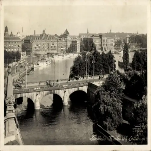 Ak Stockholm Schweden, Norrbro och Strömmen