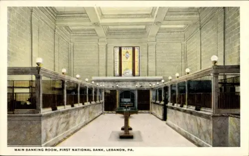 PC Lebanon Pennsylvania USA, First National Bank, Main Banking Room