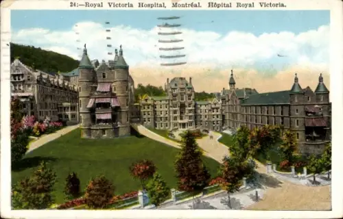 Ak Montreal Québec Kanada, Royal Victoria Hospital,  Architektur, schöne Gartenanlage, 