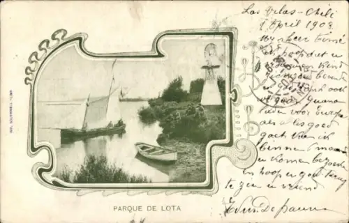 Ak Bahía de Lota Chile, Parque de Lota, Segelboot