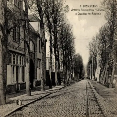 Ak Bon Secours Bonsecours Péruwelz Hennegau, Straßenansicht, Brasserie Bonsecouroise Allianz