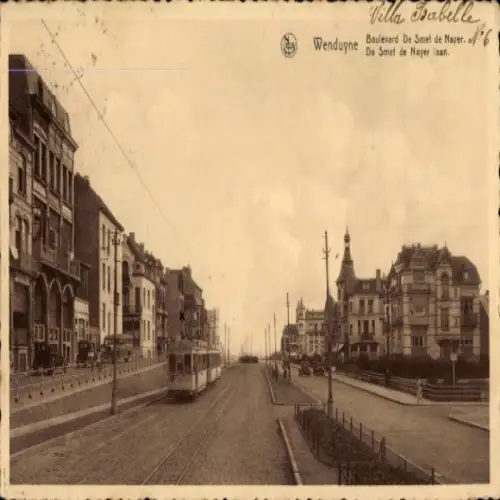 Ak Wenduine Wenduyne De Haan Westflandern, Villa Babelle,  Boulevard De Smet de Nayer, Straßenbah