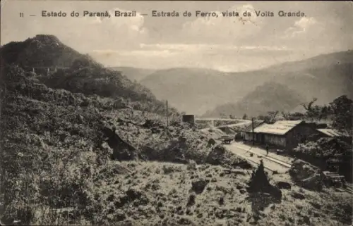 Ak Castro Paraná Brasilien, Estrada de Ferro, vista de Volta Grando