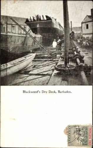 Ak Bridgetown Barbados, Schiff im Trockendock, Werft, Boote, Barbados