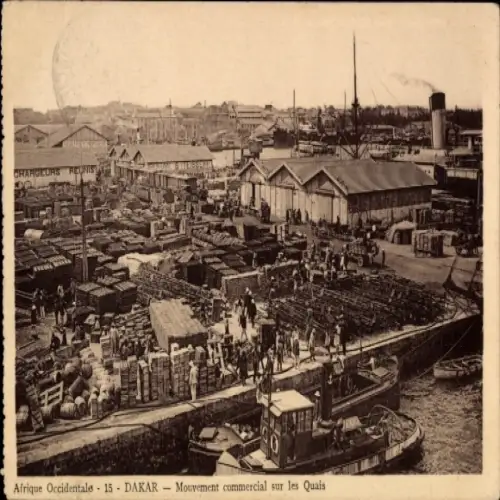 Ak Dakar Senegal,  Hafen, Handelsaktivitäten, Lagerhäuser, Schiffe