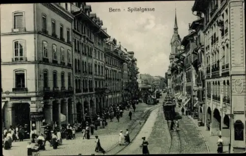 Ak Bern Stadt Kanton Bern, Berg Gurten,  Spitalgasse, Straßenansicht,  Gebäude, Menschen, Straßen