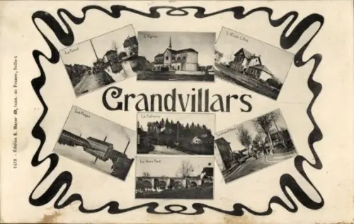 Ak Grandvillars Territoire de Belfort, Verschiedene Ansichten von  nformat, Schwarz-Weiß