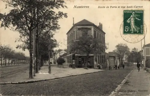 Ak Nanterre Hauts de Seine,  Route de Paris et rue Sadi-Carnot