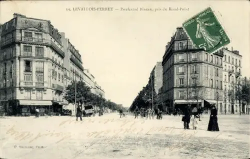 Ak Levallois Perret Hauts de Seine, Boulevard Bineau, Rond Point