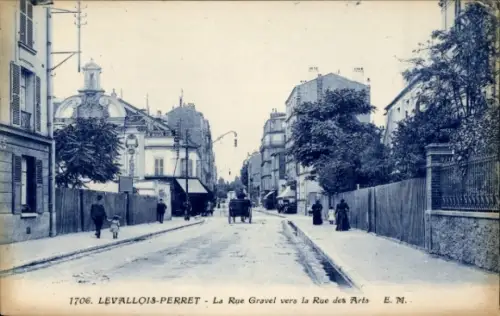 Ak Levallois Perret Hauts de Seine, Le Rue Gravel vers la Rue des Arts