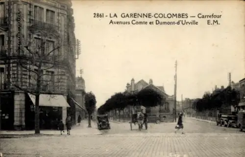 Ak La Garenne Colombes Hauts de Seine, Carrefour, Avenues Comte et Dumont-d'Urville,  