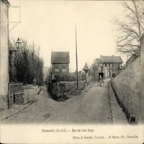 Ak Vernouillet Yvelines, Straße Rue du bout large, Häuser, Pferd und Wagen, Héliot, A. Bourdier, 