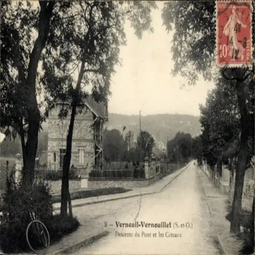 Ak Verneuil Vernouillet Yvelines, Descente du Pont et les Coteaux, velo