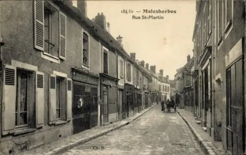 Ak Malesherbes Loiret, Rue St. Martin, Boucherie