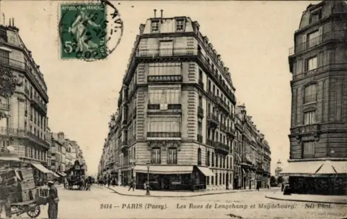 Ak Paris Passy, Les Rues de Longchamp et Magdebourg