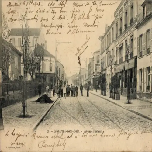 Ak Montreuil Seine Saint Denis, Avenue Pasteur, Cafe de la Mairie