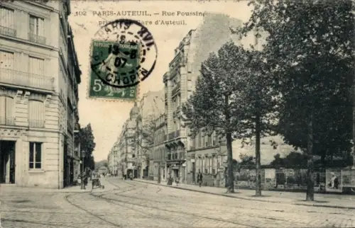 Ak Paris XVI., Rue Poussin, prise de la Gare d'Auteuil