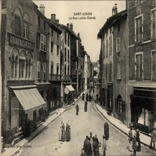 Ak Saint Junien Haute Vienne, Rue Lucien Dumas, Grand Bazar