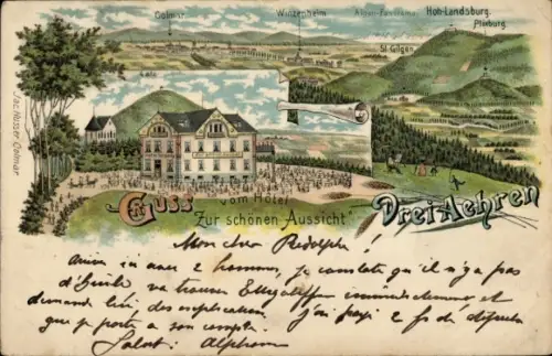 Litho Trois Épis Drei Ähren Elsass Haut Rhin, Hotel Zur schönen Aussicht