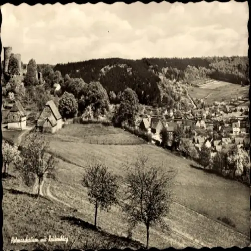 Ak Helmarshausen Bad Karlshafen, Panorama mit Krukenburg