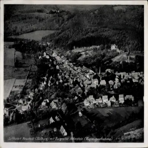 Ak Neustadt Südharz, Luftaufnahme,  Burgruine Hohnstein