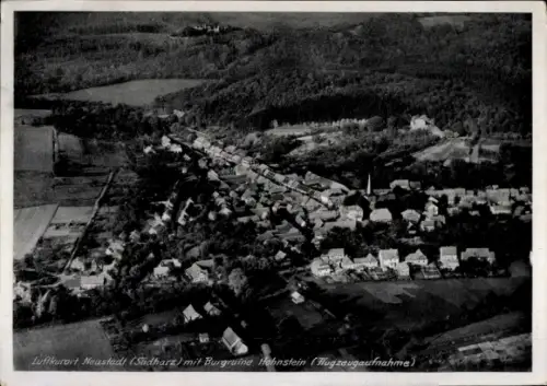 Ak Neustadt Südharz, Luftaufnahme,  Burgruine Hohnstein