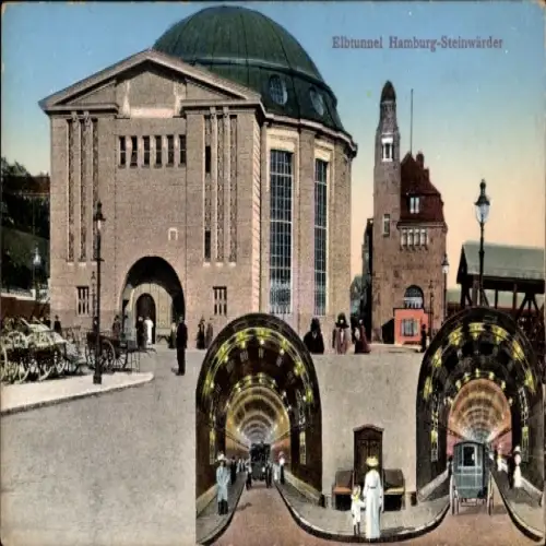 Ak Hamburg St. Pauli, Elbtunnel Hamburg - Steinwärder