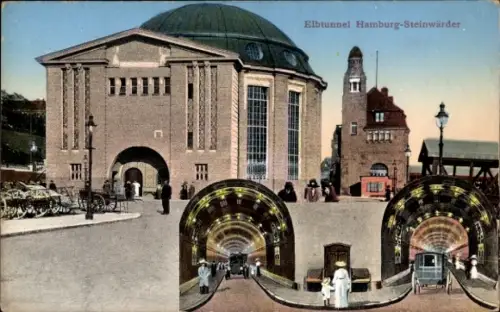 Ak Hamburg St. Pauli, Elbtunnel Hamburg - Steinwärder