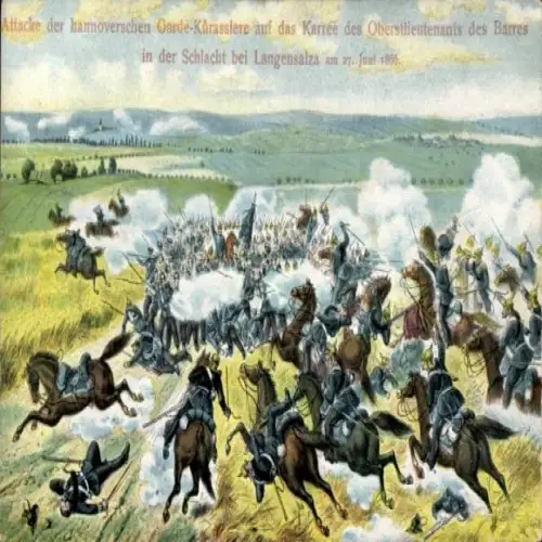 Künstler Ak Hannoversche Garde-Kürassiere, Schlacht bei Langensalza 1866