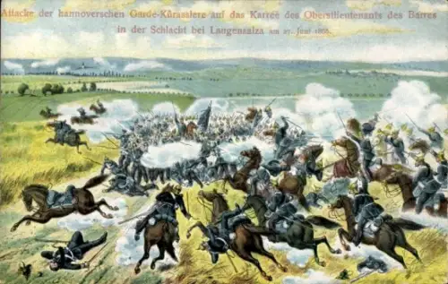 Künstler Ak Hannoversche Garde-Kürassiere, Schlacht bei Langensalza 1866