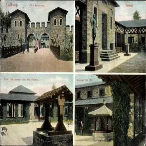Ak Bad Homburg v.d.H., Kastell Saalburg, Porta Decumana, Blick vom Atrium nach dem Peristyl