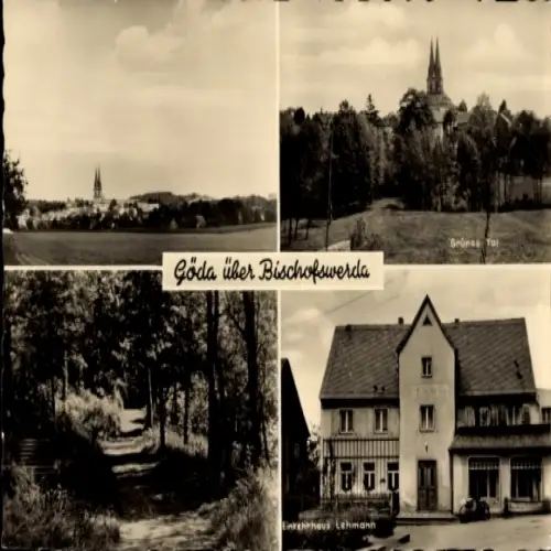 Ak Göda in der Oberlausitz, Gesamtansicht, Grünes Tal, Einkehrhaus Lehmann