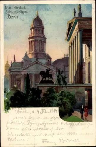 Künstler Litho Kley, Heinrich, Berlin Mitte, Neue Kirche und Schauspielhaus