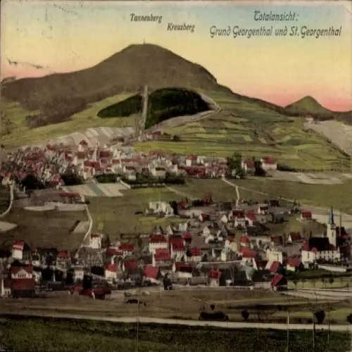Ak Georgenthal in Thüringen, Totalansicht, Tannenberg, Kreuzberg, Grund  St. Georgenthal