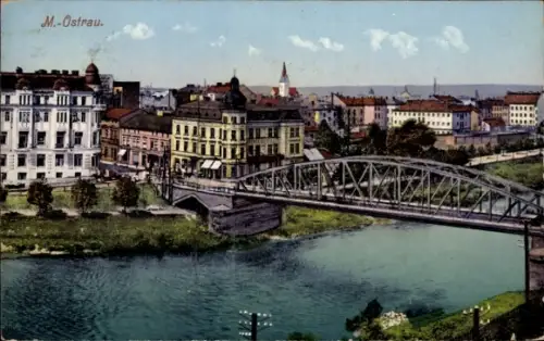 Ak Moravská Ostrava Mährisch Ostrau Region Mährisch Schlesien, Gesamtansicht, Brücke