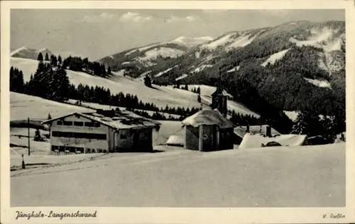 Ak Langenschwand Jungholz in Tirol, Gesamtansicht, Winter