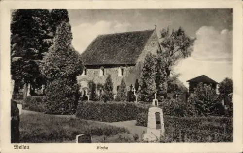 Ak Stellau Barsbüttel in Schleswig Holstein, Kirche, Friedhof