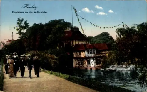 Ak Hamburg Mitte Neustadt, Bootshaus an der Außenalster
