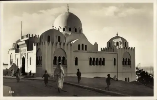 Ak Algier Alger Algerien, Arabische Universität, s Gebäude, Kinder am Weg, Schwarz-Weiß-Foto
