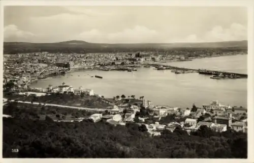 Ak Palma de Mallorca Balearische Inseln, Panoramaansicht, Hafen, Stadt, Ufer, Gebäude