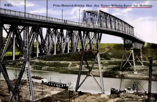Ak Holtenau Kiel, Prinz-Heinrich-Brücke, Kaiser-Wilhelm-Kanal, Holtenau