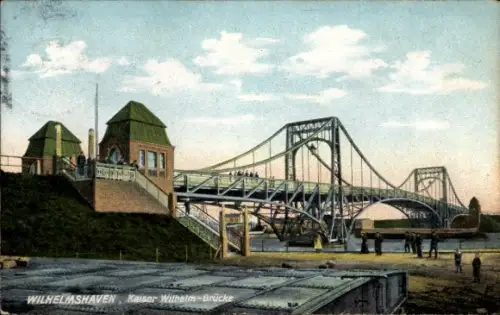 Ak Wilhelmshaven an der Nordsee, Kaiser Wilhelm-Brücke, Historische Ansicht, Brücke über Wasser